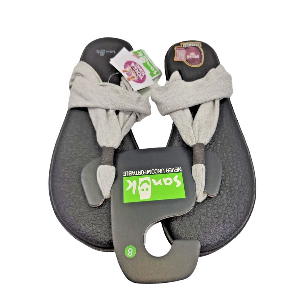 New‎ Sanuk Women's Yoga Sling 2 Gray Sandals Slingback Flip Flop Shoes Size 8